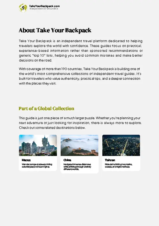 example page 1 from our offline Travel Guide for Hong Kong